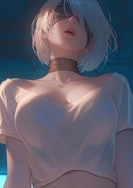 Anime Girl with Blindfold and White Top