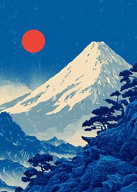 Mount Fuji Landscape with Rising Sun