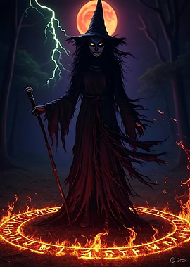 Dark Witch with Fire Circle