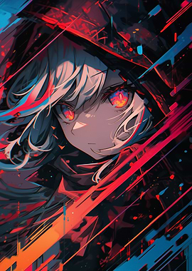 Anime Girl with Fiery Eyes