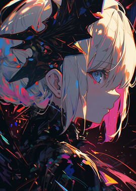 Anime Girl with Black Headdress