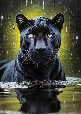 Black Panther in Rain