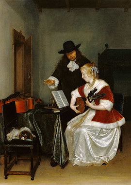 Music Lesson Painting with Lute Player