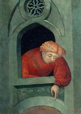 Man in Red at Window Painting