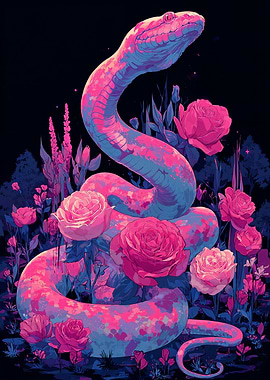 Floral Snake Illustration