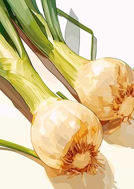Two Spring Onions Still Life
