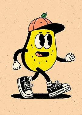 Cartoon Pear Character Walking