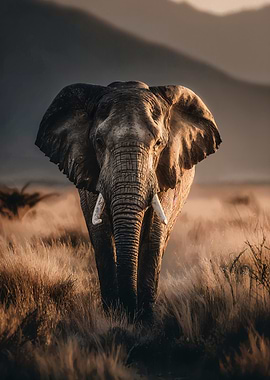 Majestic Elephant in Golden Light