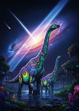 Dinosaur Duo Fantasy Landscape