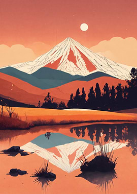 Mountain Reflection Landscape Art
