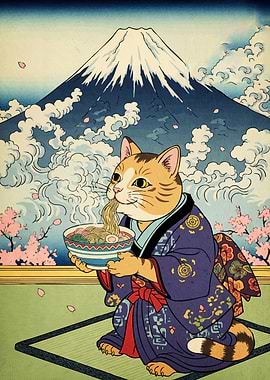 Cat ramen Mount Fuji
