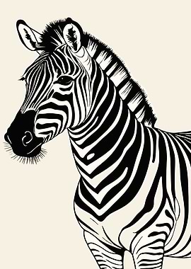 Zebra Portrait Black and White