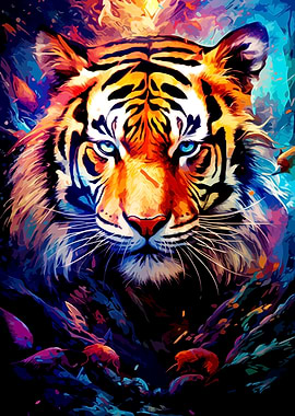 Colorful Tiger Portrait