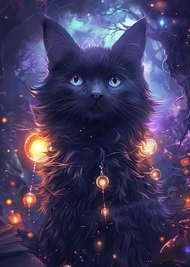 Arcane Cat with Cosmic Lights
