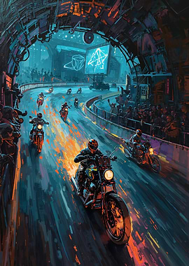 Cyberpunk Motorcycle Race