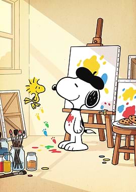 Snoopy the Artist with Woodstock