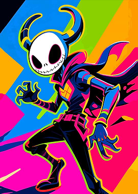 Horned Skull Character in Pop Art Style