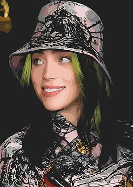 Billie Eilish Portrait with Bucket Hat