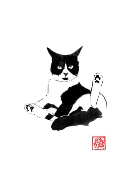 Black and White Cat Illustration