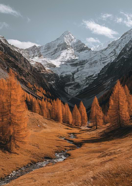 Autumn Mountain Landscape with Stream