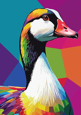 Colorful Goose Pop Art Portrait