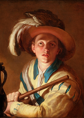 Young Man with Flute Painting