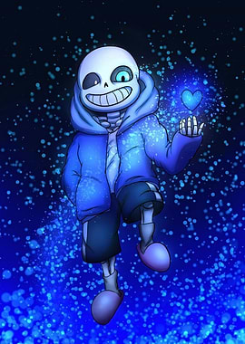 Sans from Undertale with Blue Heart