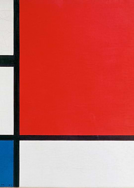 Abstract Composition with Red, Blue, and White