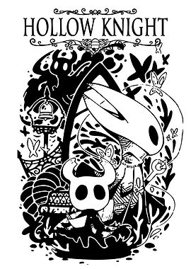 Hollow Knight Black and White Illustration
