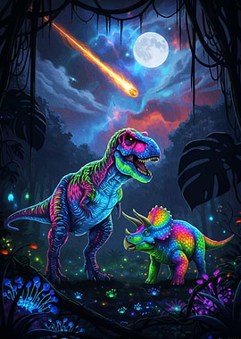 Colorful Dinosaurs Meteor Shower