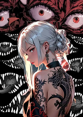 Anime Girl with Dragon Tattoo