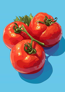 Fresh Tomatoes Still Life Illustration