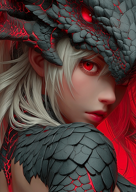 Dragon Girl with Red Eyes