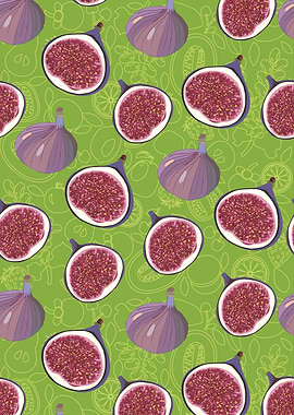 Fig Pattern on Green Background