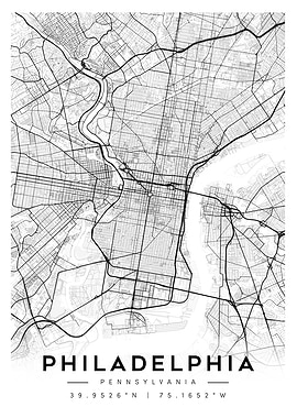 Philadelphia Pennsylvania City Map Art