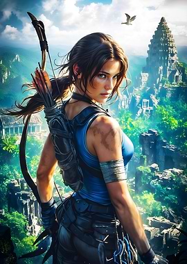 Lara Croft in Jungle Landscape