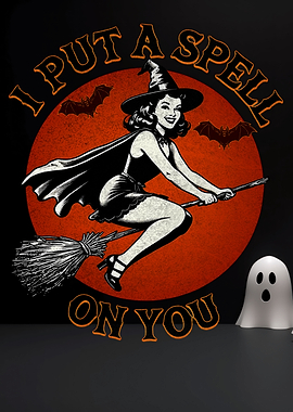 Retro Halloween Witch Spell Illustration