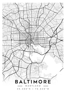 Baltimore Maryland City Map Art