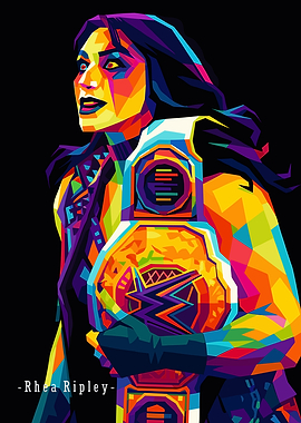 Rhea Ripley Colorful Pop Art Portrait