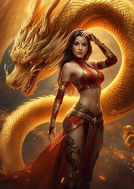 Woman with Golden Dragon