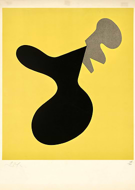 jean arp Abstract Shapes on Yellow Background