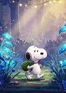 Snoopy in a magical forest