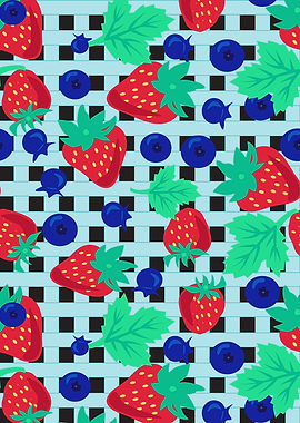 Strawberry and Blueberry Pattern