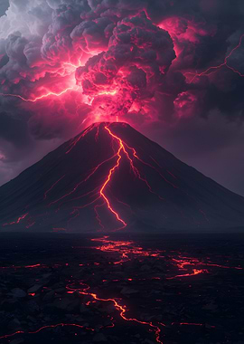 Volcanic Eruption with Lightning and Lava