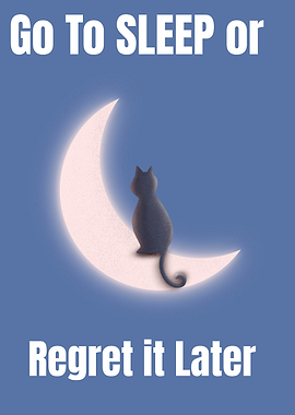 Go to Sleep Cat on Moon