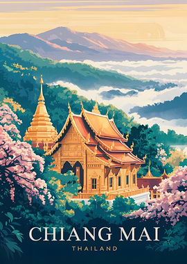 Chiang Mai Thailand Travel Poster