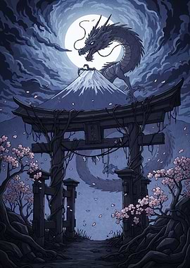 Dragon Mount Fuji Torii Gate