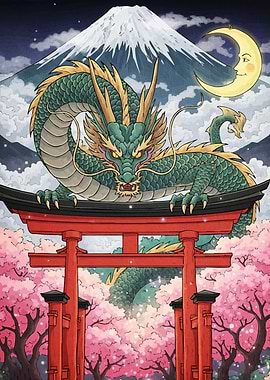 Dragon Torii Gate Mount Fuji