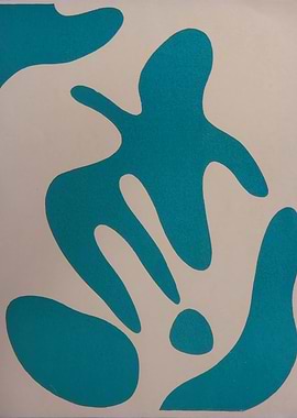 jean arp Abstract Turquoise Shapes on Beige Background