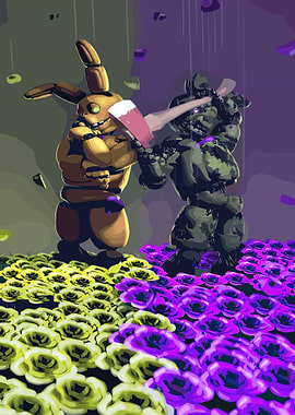 Springtrap vs Scraptrap in Flower Field